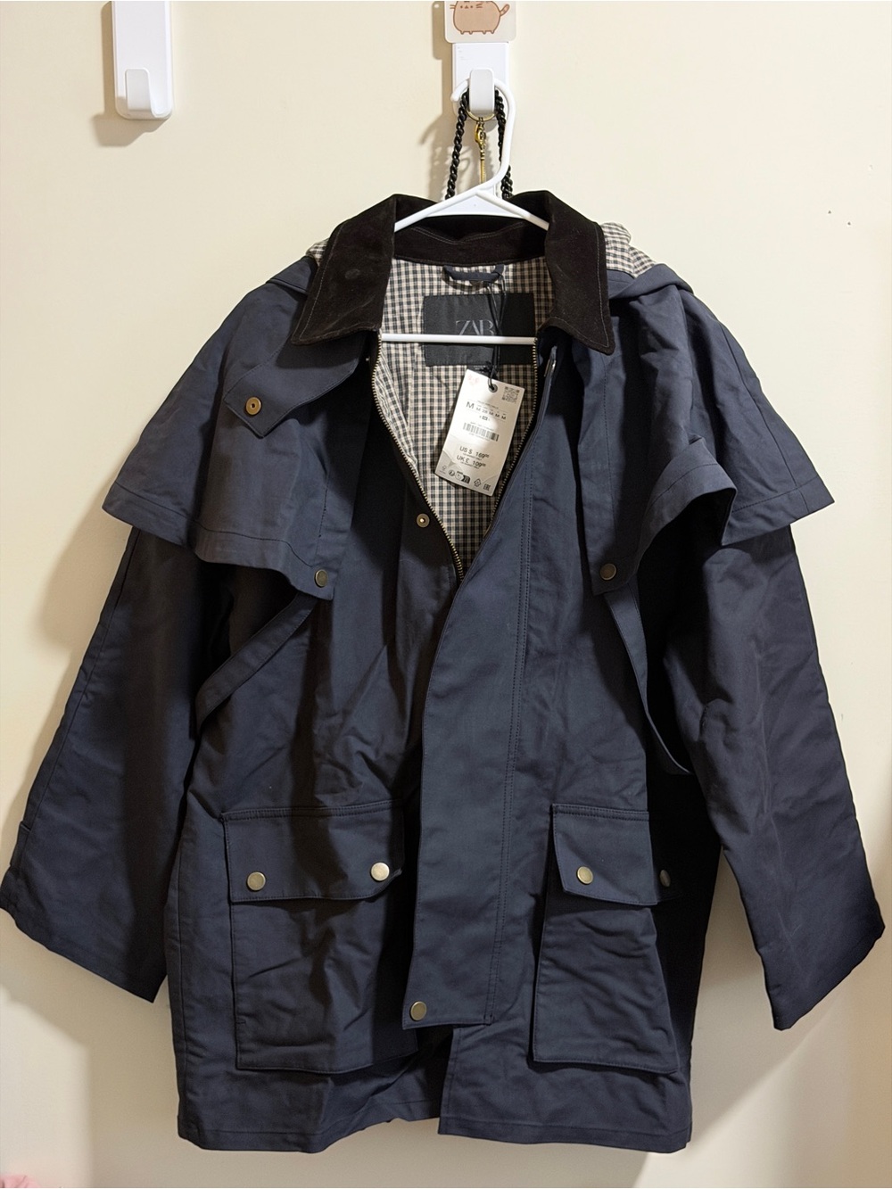 ZARA LIMITED EDITION CONTRAST COLLAR HOODIE TRENCH COAT - New - M